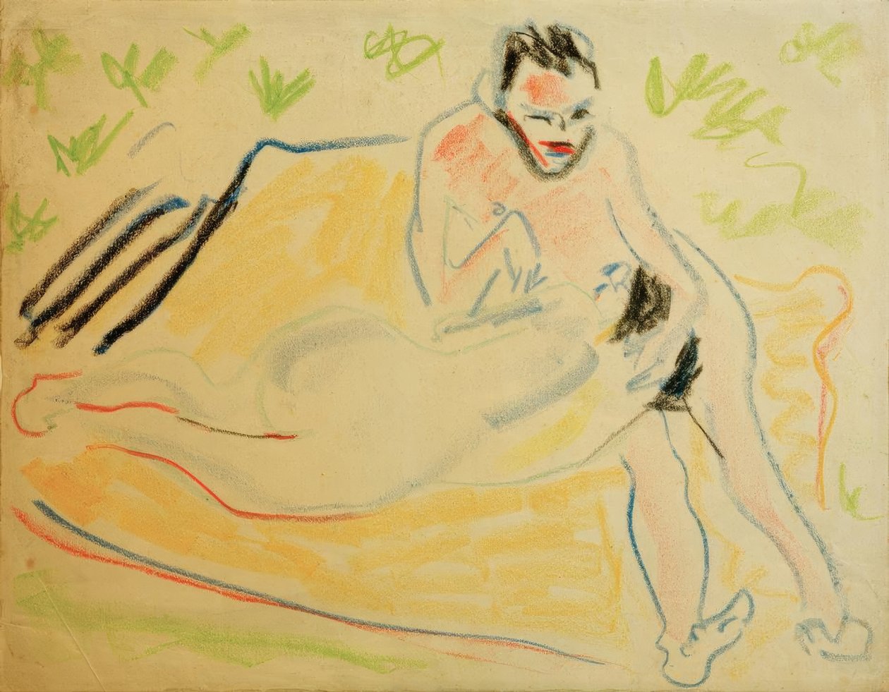 Battaniyenin üzerinde çift by Ernst Ludwig Kirchner