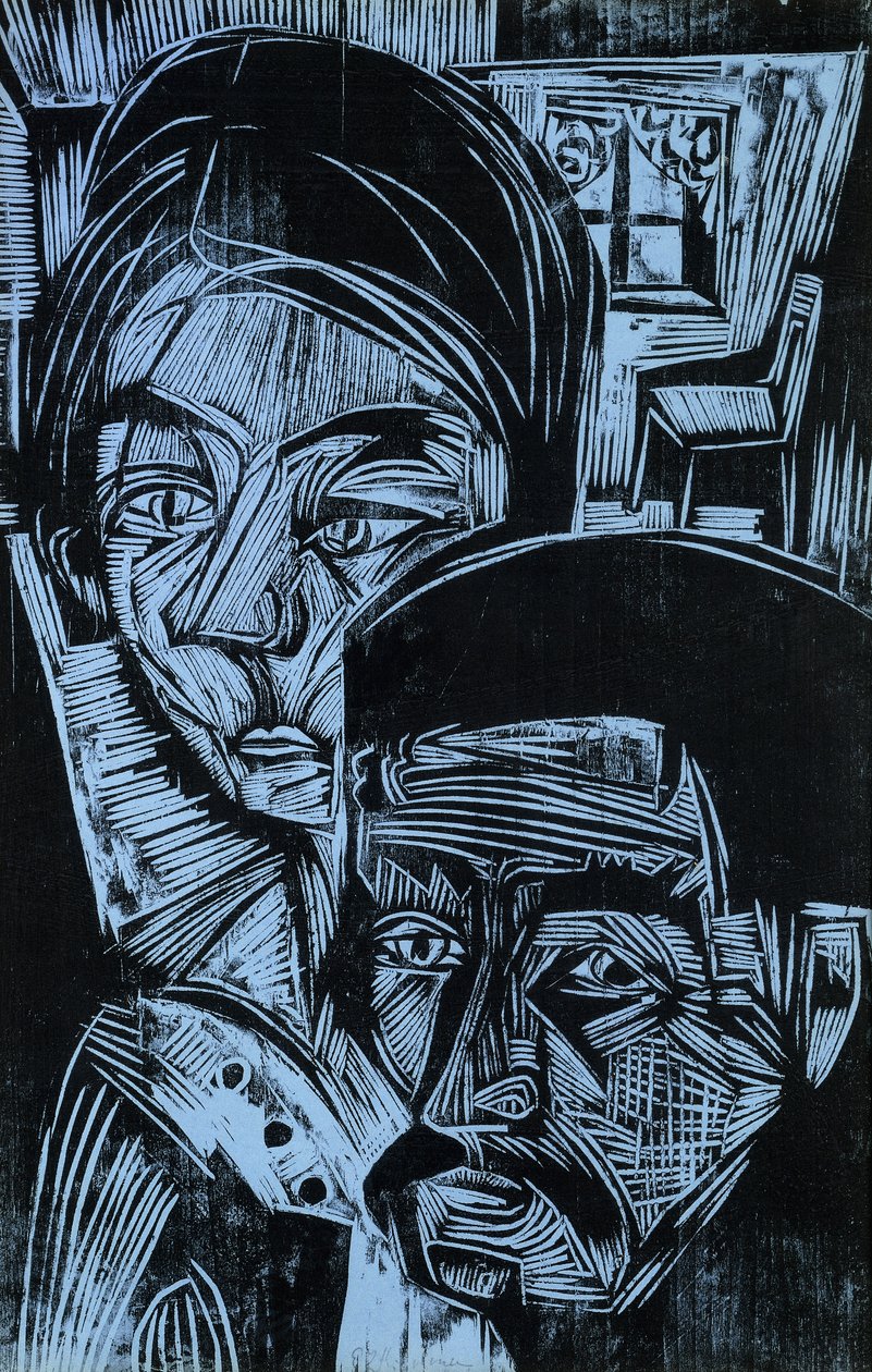 Kulübedeki Köylü Çift, 1919 by Ernst Ludwig Kirchner