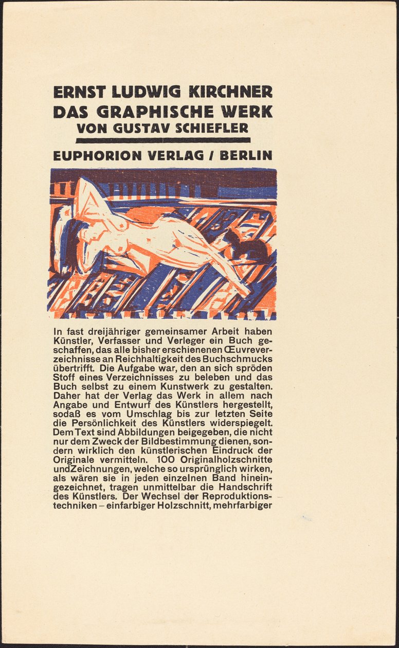 Kedi ile Uzanmış Çıplak (Ernst Ludwig Kirchner için çizim: Das Graphisches Werk) by Ernst Ludwig Kirchner