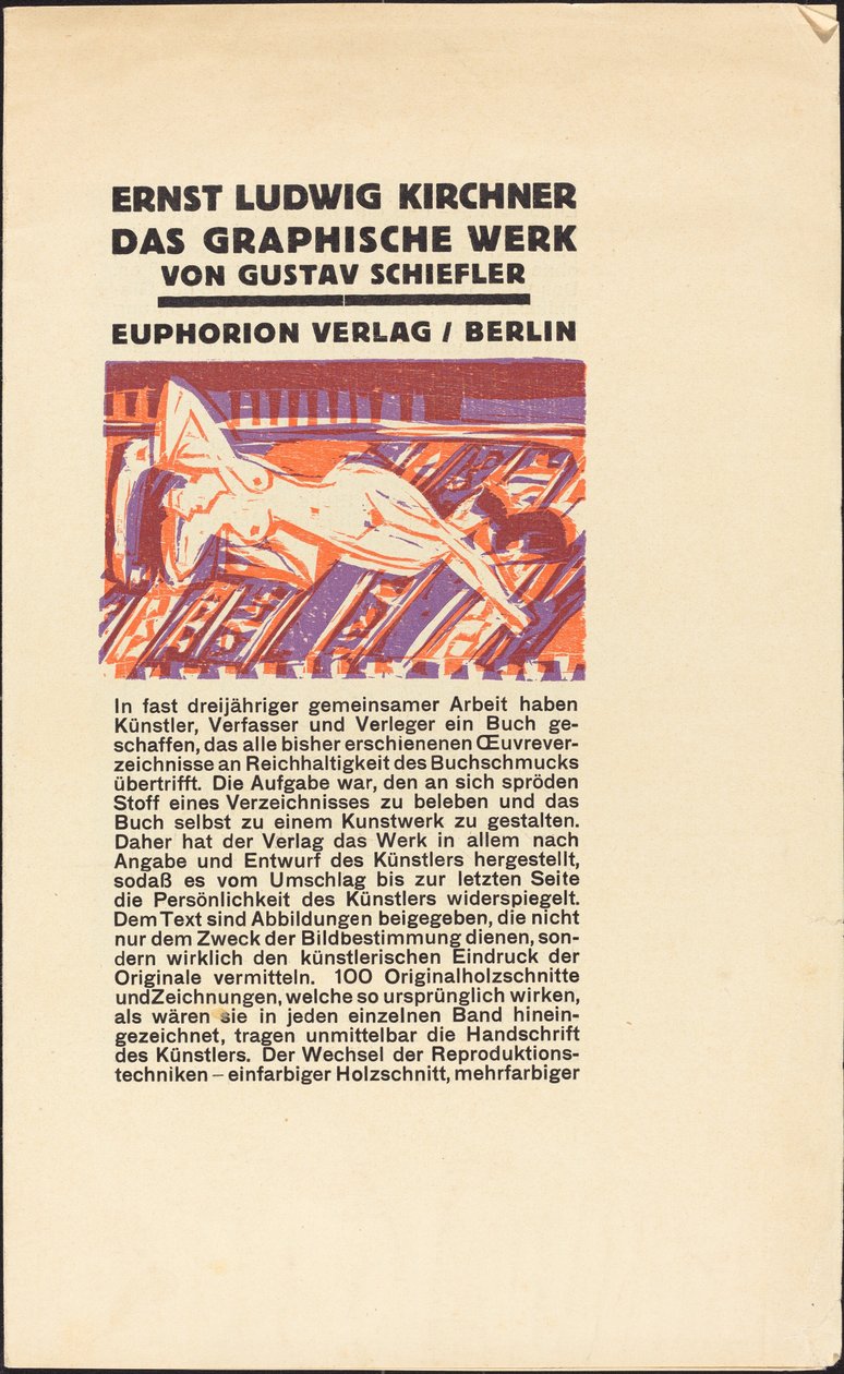 kedi ile uzanmış çıplak by Ernst Ludwig Kirchner