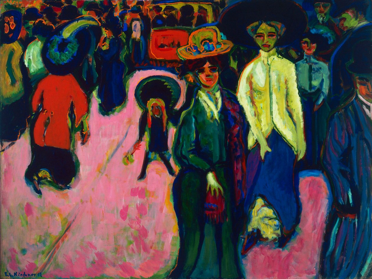 Sokak, Dresden (Almanya). Ernst Ludwig Kirchner (1880-1938), tuval üzerine yağlı boya tablosu by Ernst Ludwig Kirchner