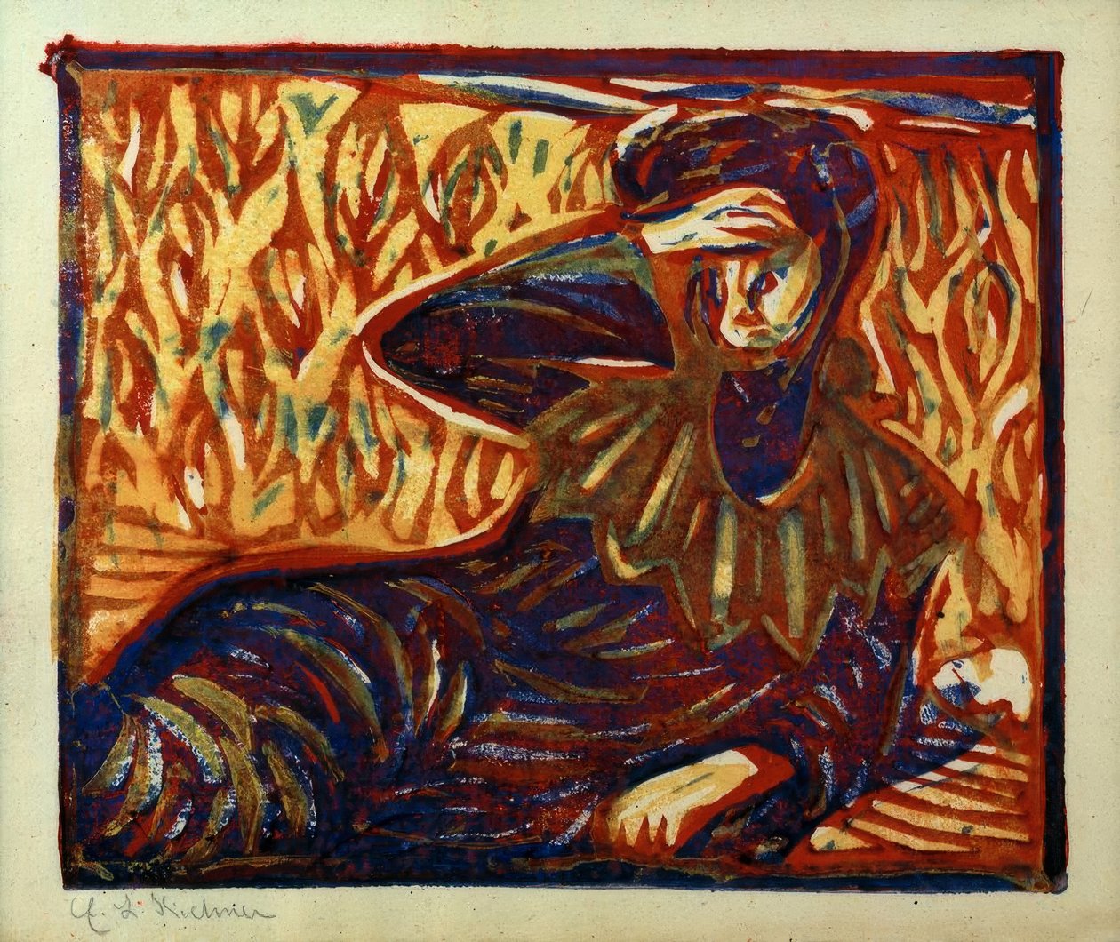 Kız baş ağrısı ile dinlenme by Ernst Ludwig Kirchner