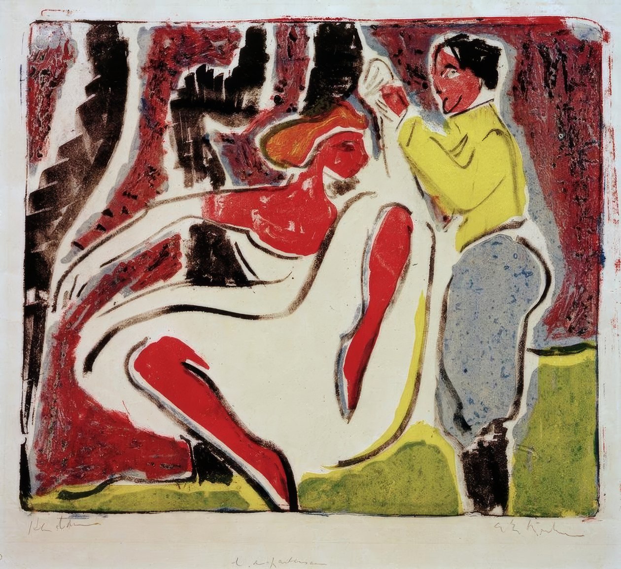 Rus dansçı çift by Ernst Ludwig Kirchner