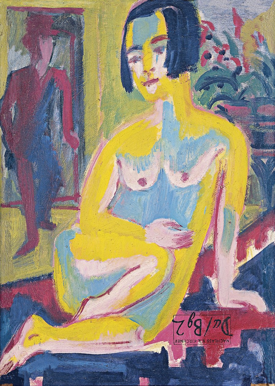 Oturan Çıplak Kadın. Çalışma, yaklaşık 1921-1923 by Ernst Ludwig Kirchner