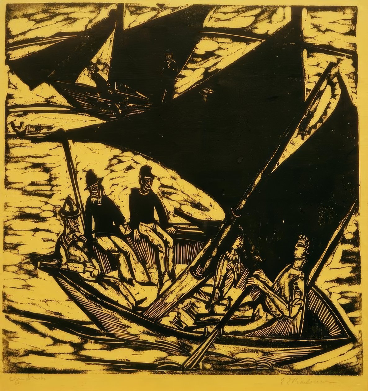 Fehmarn yakınlarındaki yelkenli tekneler by Ernst Ludwig Kirchner