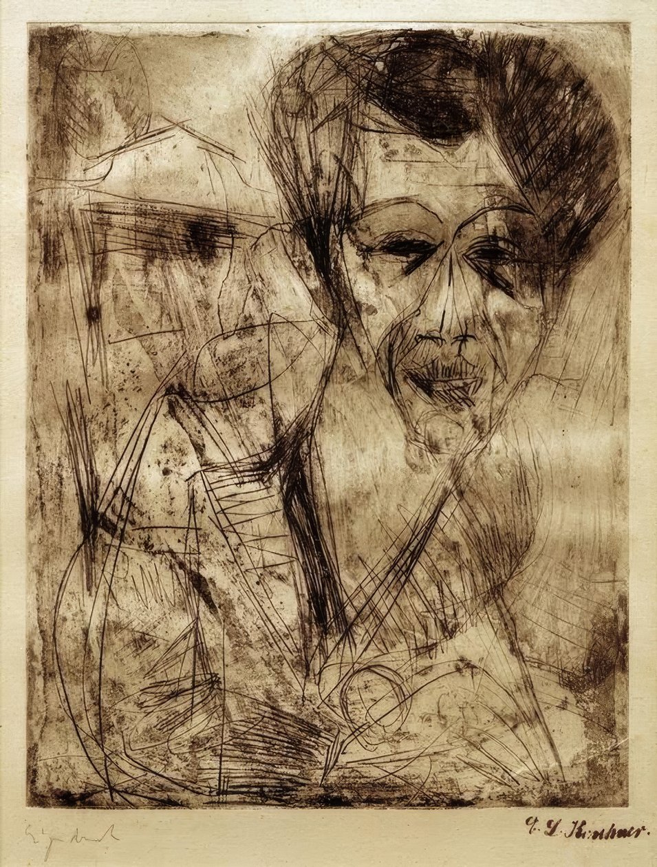Otoportre (çizim) by Ernst Ludwig Kirchner