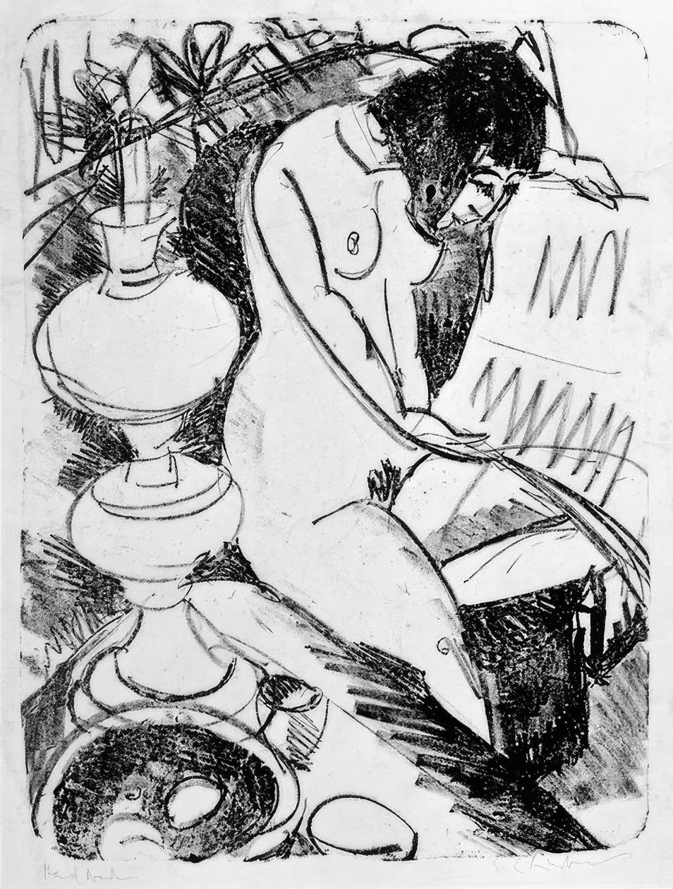 oturma okuma eylemi by Ernst Ludwig Kirchner