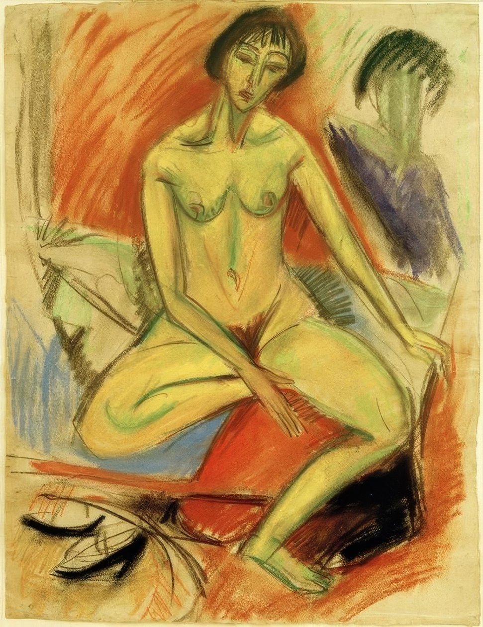 oturan kadın çıplak by Ernst Ludwig Kirchner
