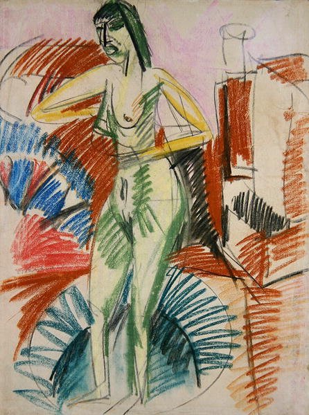 Küvette Çıplak Kadın Ayakta by Ernst Ludwig Kirchner