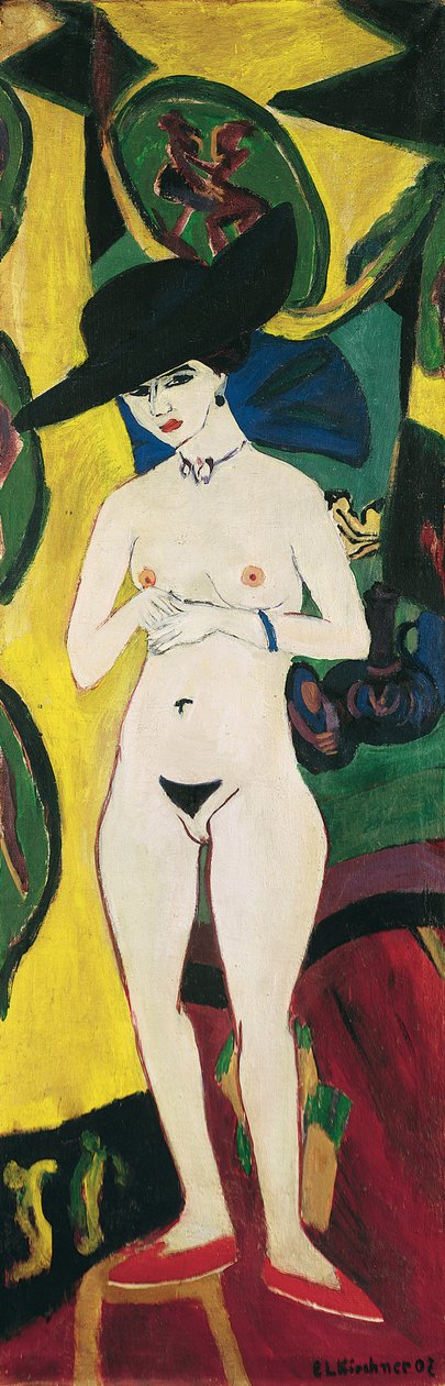 Şapkalı Çıplak Ayakta by Ernst Ludwig Kirchner