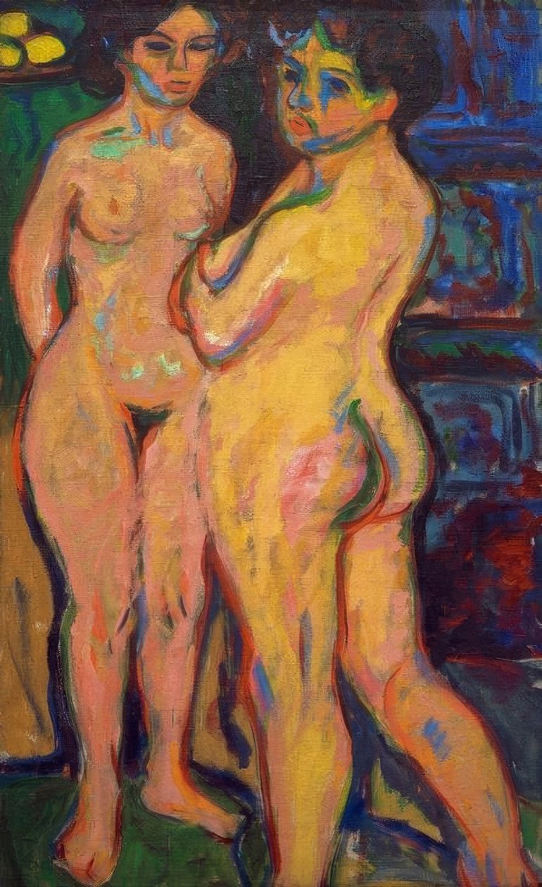 Sobanın yanında duran çıplak kız by Ernst Ludwig Kirchner