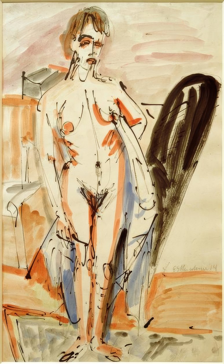 Çıplak duran (çıplak duran kadın) by Ernst Ludwig Kirchner