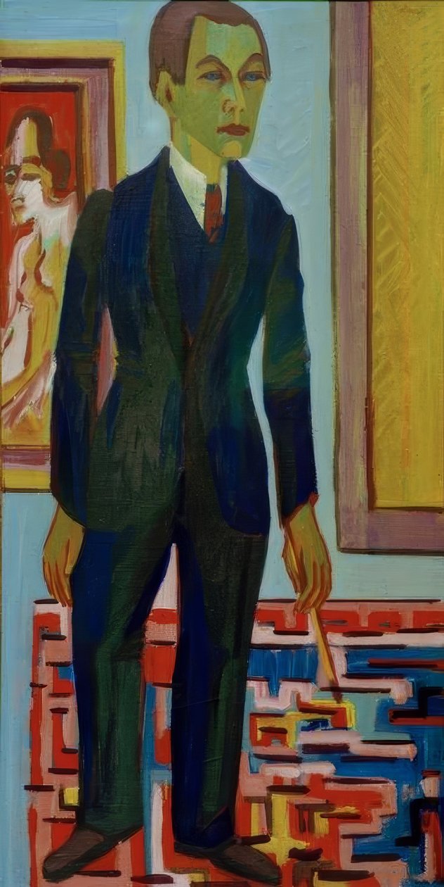 Ayakta ressam. kendi portre by Ernst Ludwig Kirchner