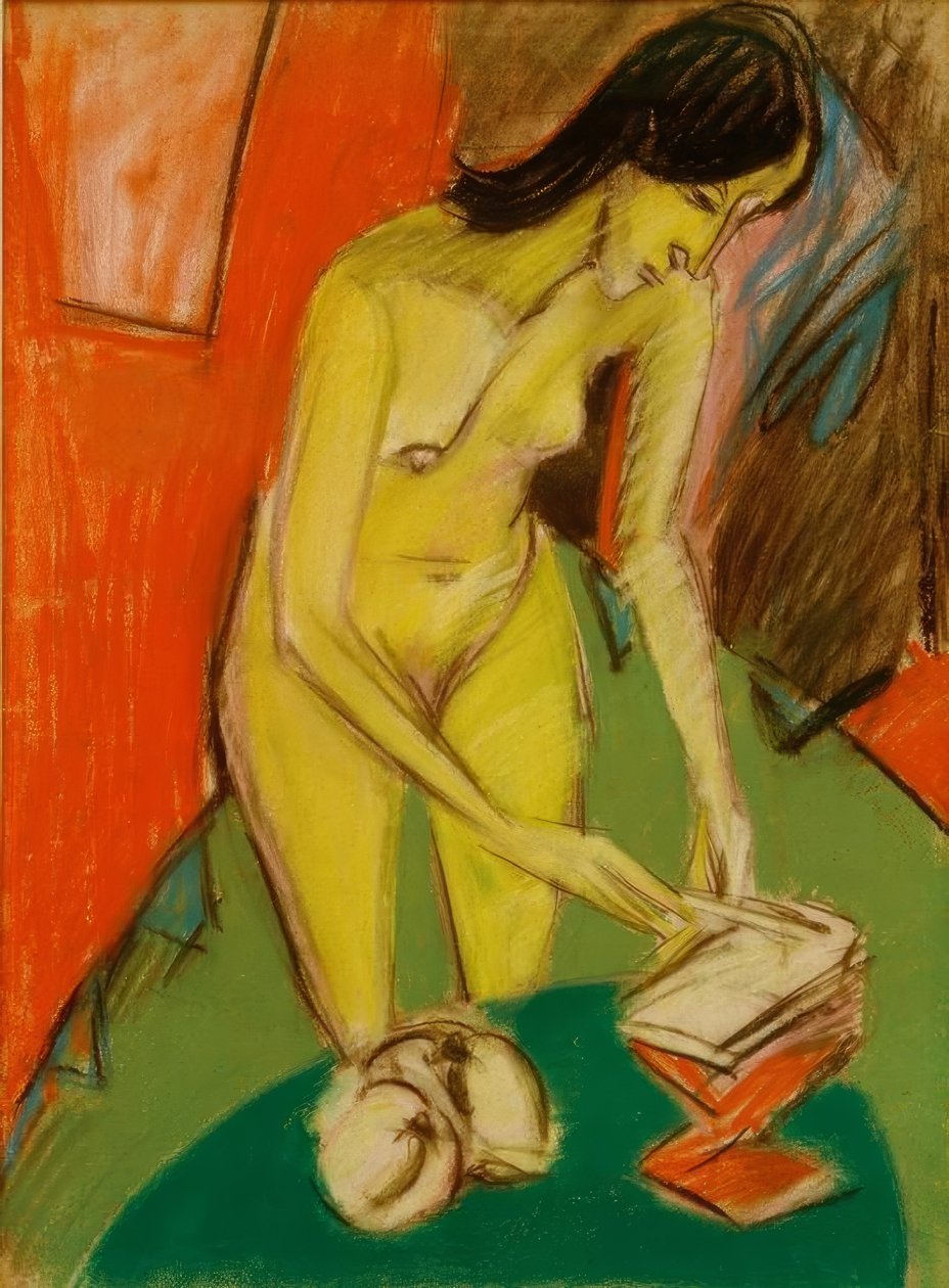 Masada çıplak duran kadın by Ernst Ludwig Kirchner