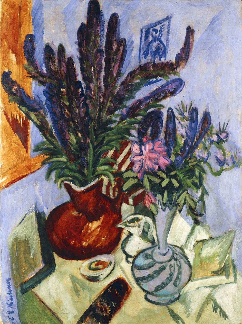 Vazoda Çiçeklerle Natürmort; Stilleben Mit Blumenvasen, 1912 by Ernst Ludwig Kirchner