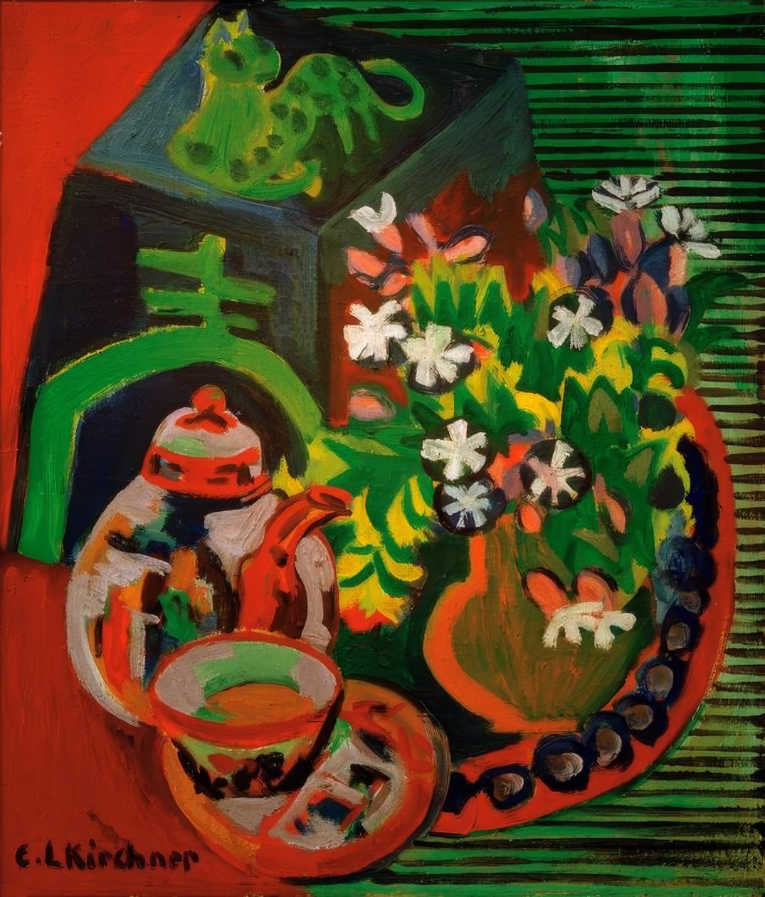 Çin porseleni ile natürmort by Ernst Ludwig Kirchner