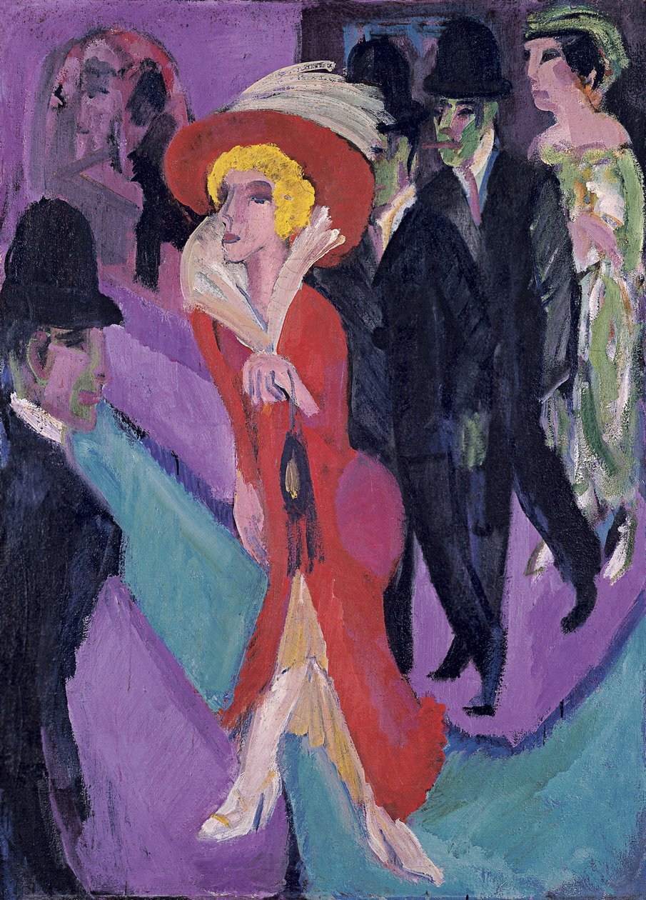 Red Streetwalker ile Sokak, 1914-1925 by Ernst Ludwig Kirchner