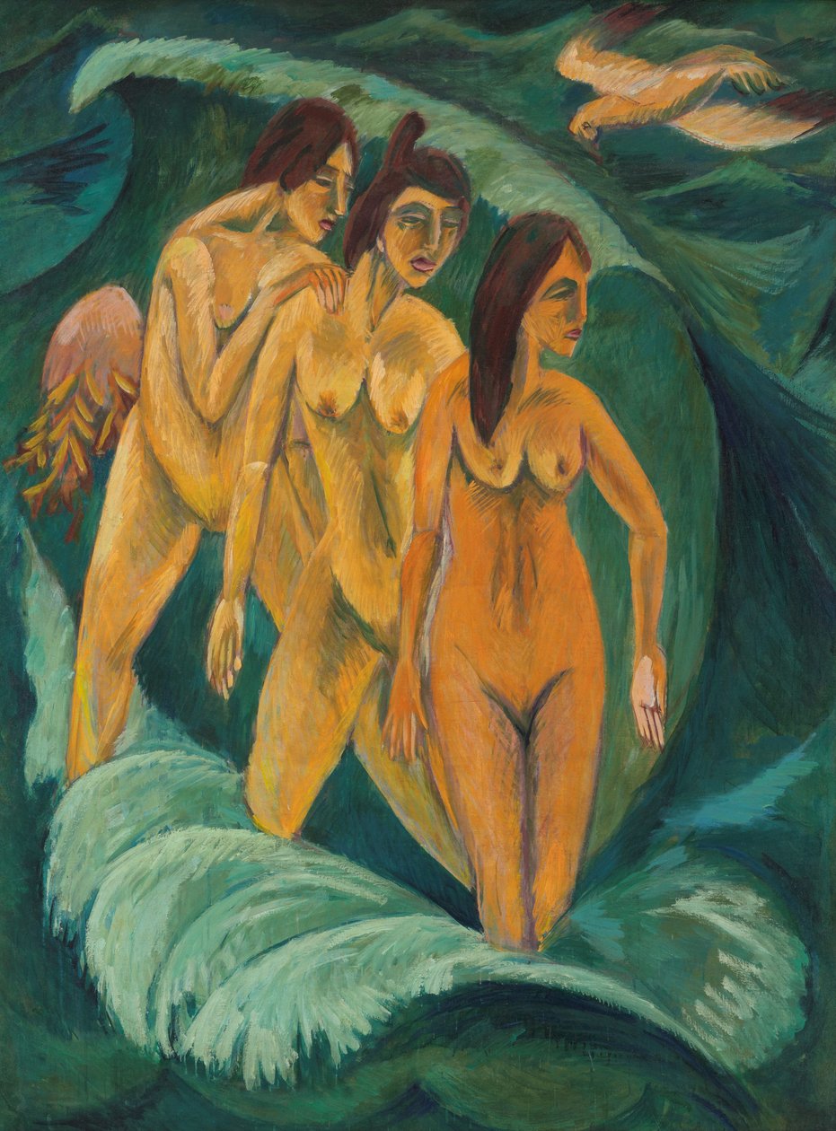 Üç yüzücü, 1913 by Ernst Ludwig Kirchner