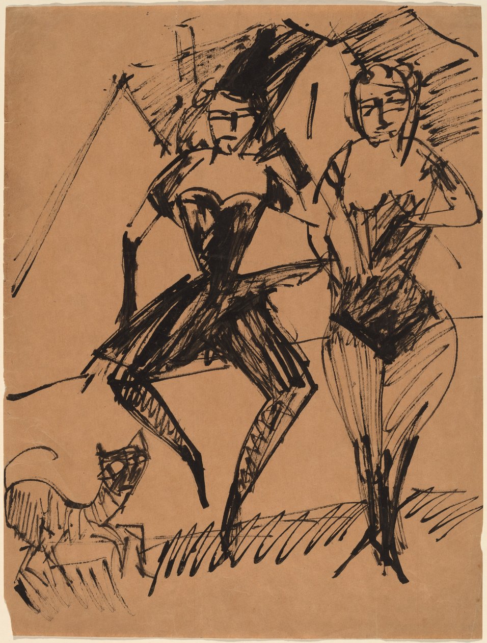 Bir Kedi ile İki Dansçı by Ernst Ludwig Kirchner