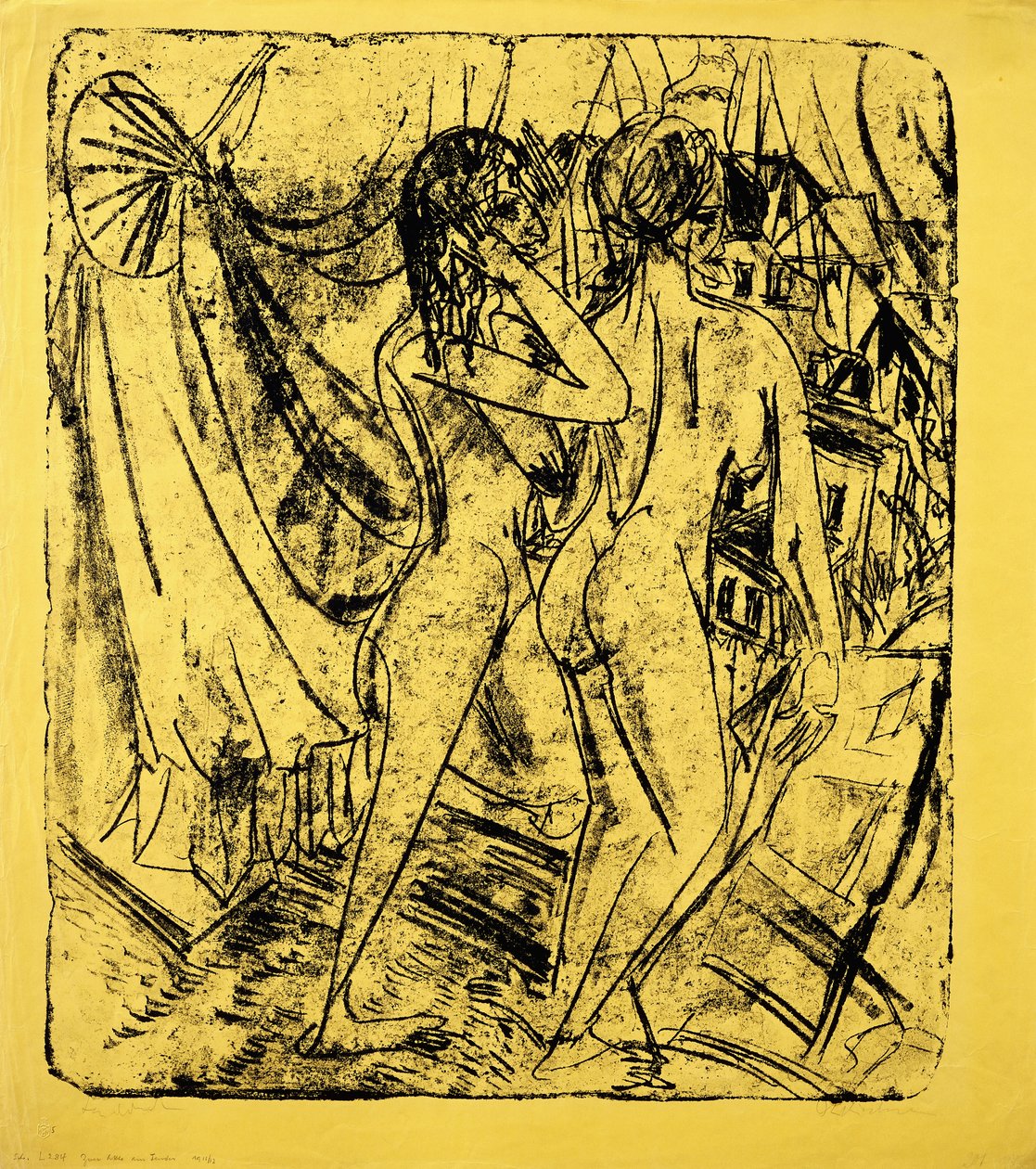 Pencerede İki Nü, 1915 by Ernst Ludwig Kirchner