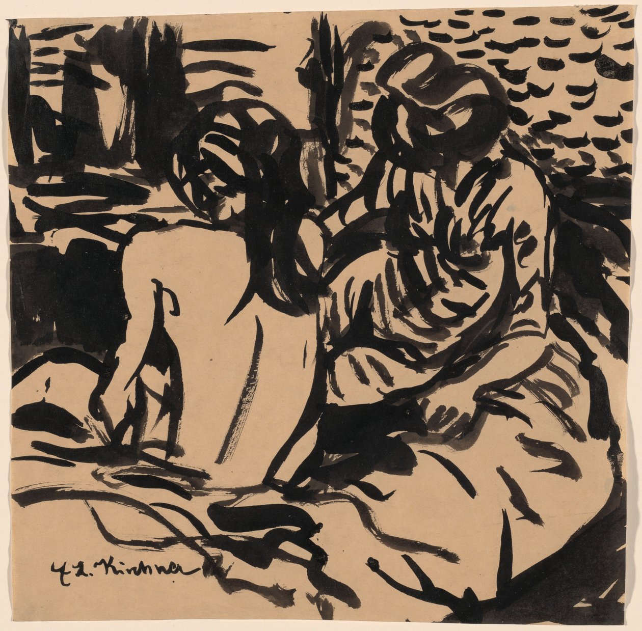 Bir Yatakta İki Çıplak (Isabella ve Küçük Bir Kız) by Ernst Ludwig Kirchner
