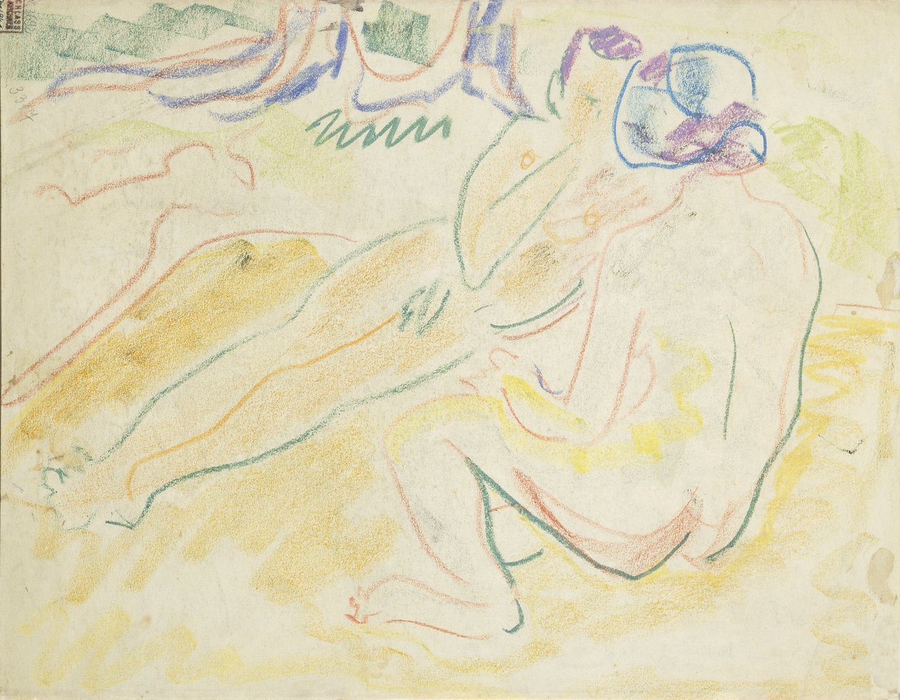 iki uzanmış nü by Ernst Ludwig Kirchner