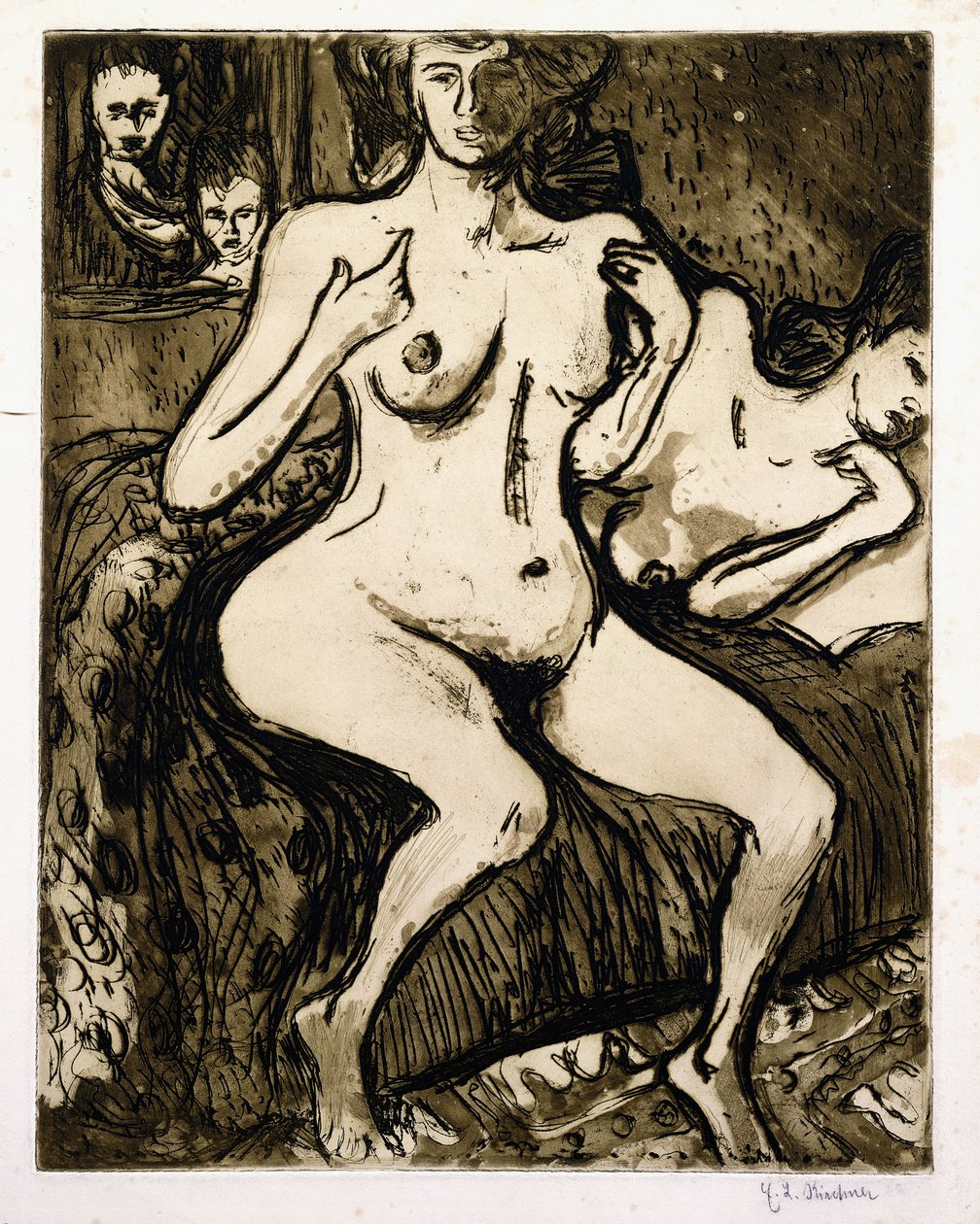 İki Kadın, 1907 by Ernst Ludwig Kirchner