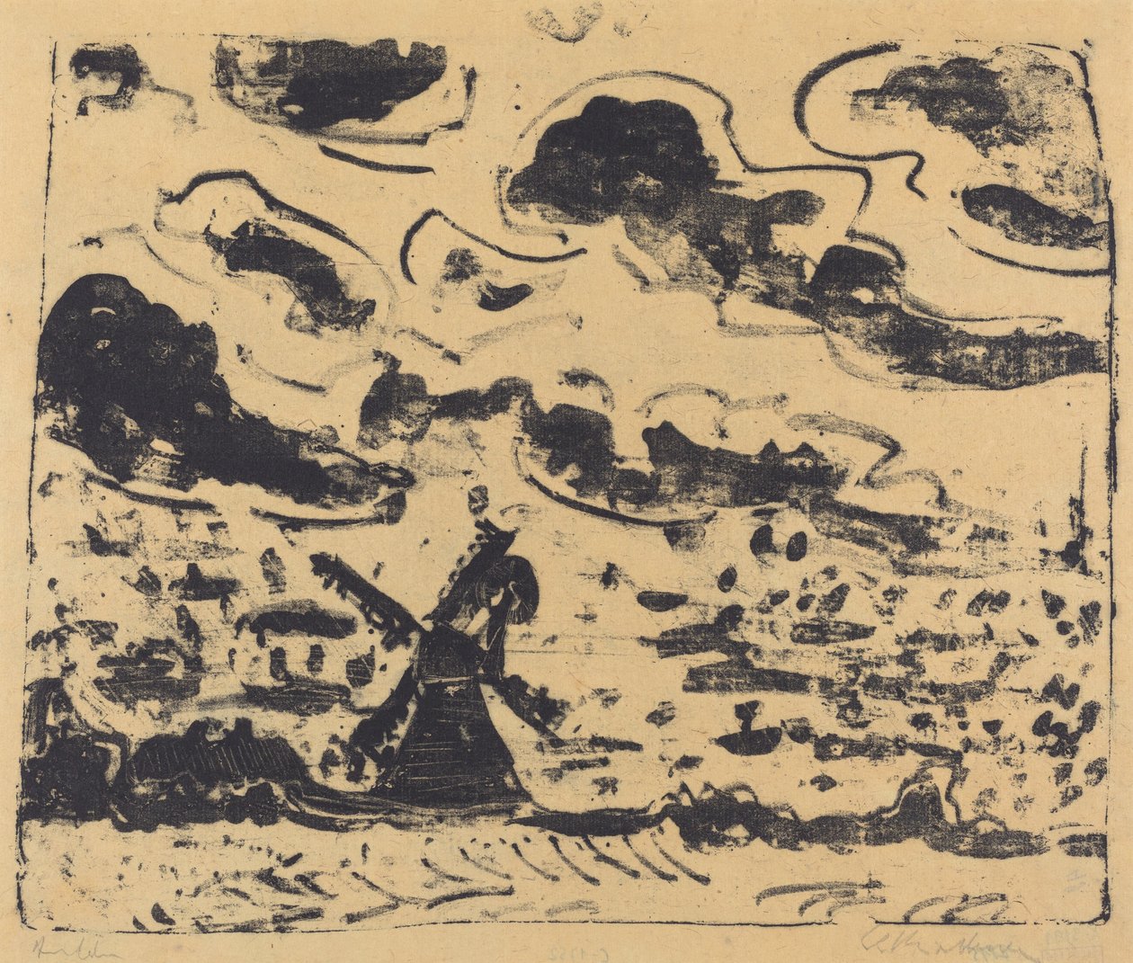 Fehmarn üzerinde Burg yakınındaki yel değirmeni by Ernst Ludwig Kirchner