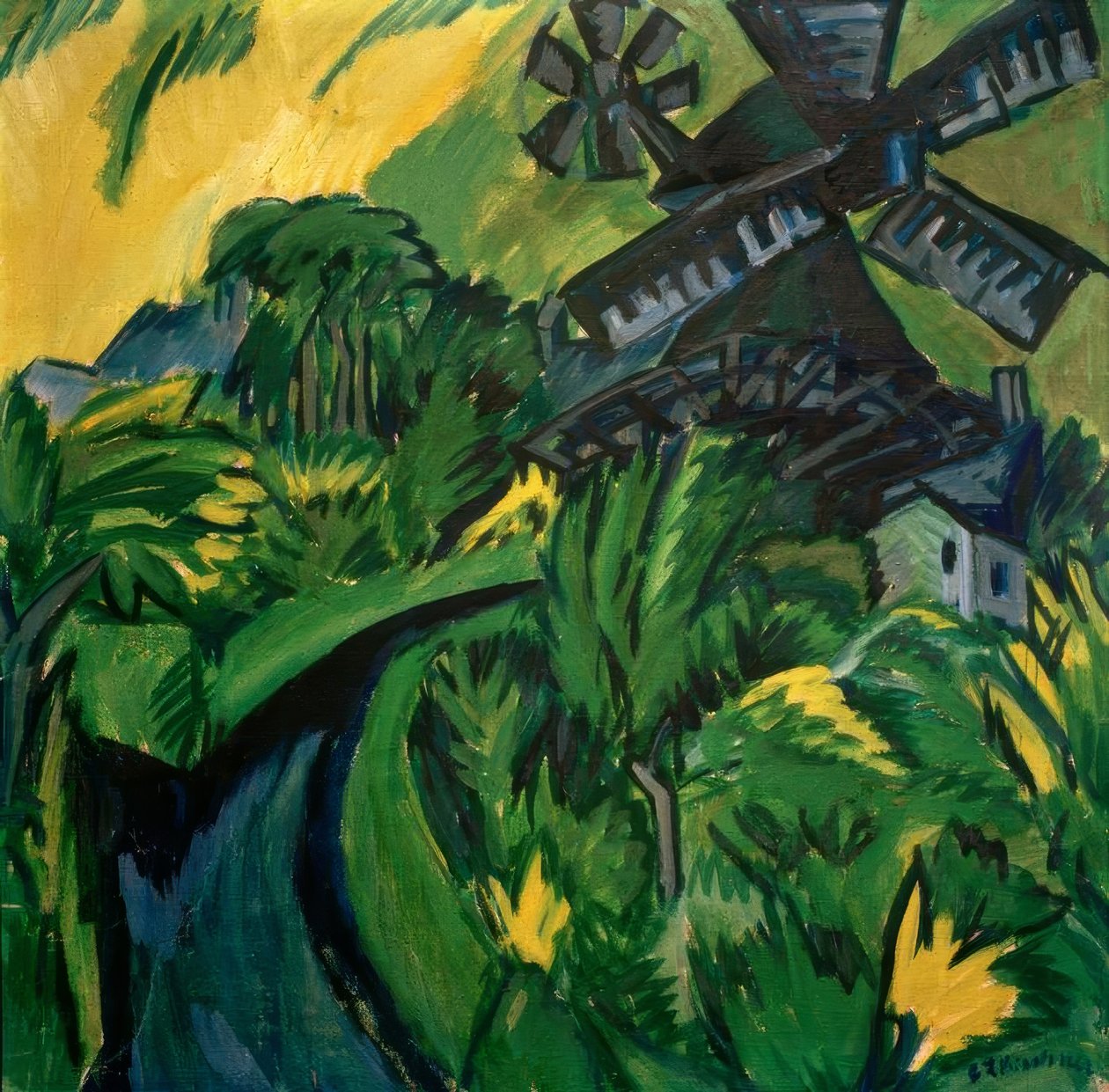 Fehmarn üzerinde yel değirmeni by Ernst Ludwig Kirchner