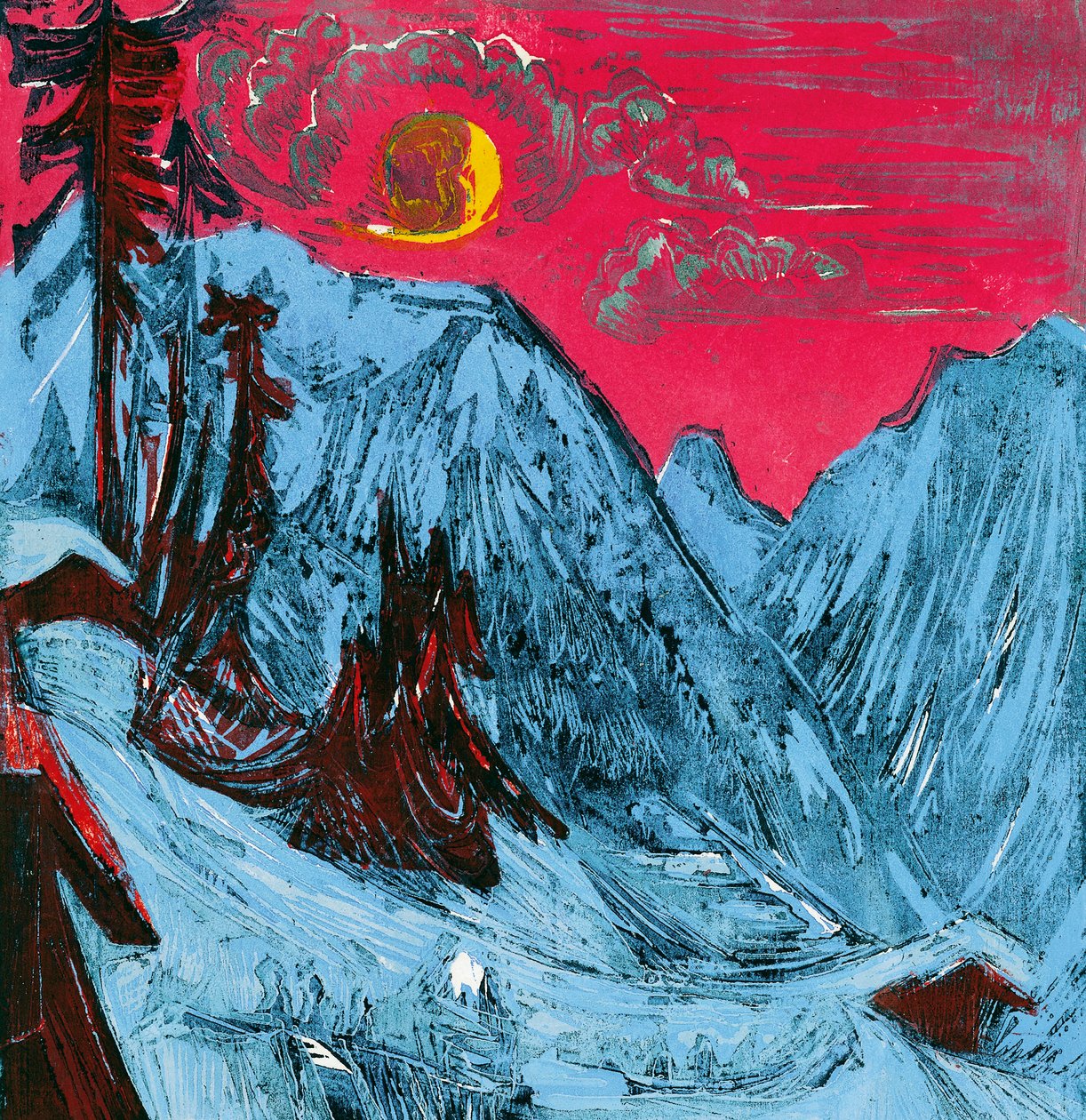 Kış mehtaplı gece by Ernst Ludwig Kirchner
