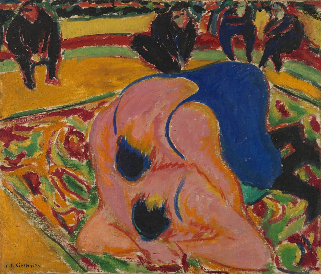 Bir Sirkte Güreşçiler by Ernst Ludwig Kirchner