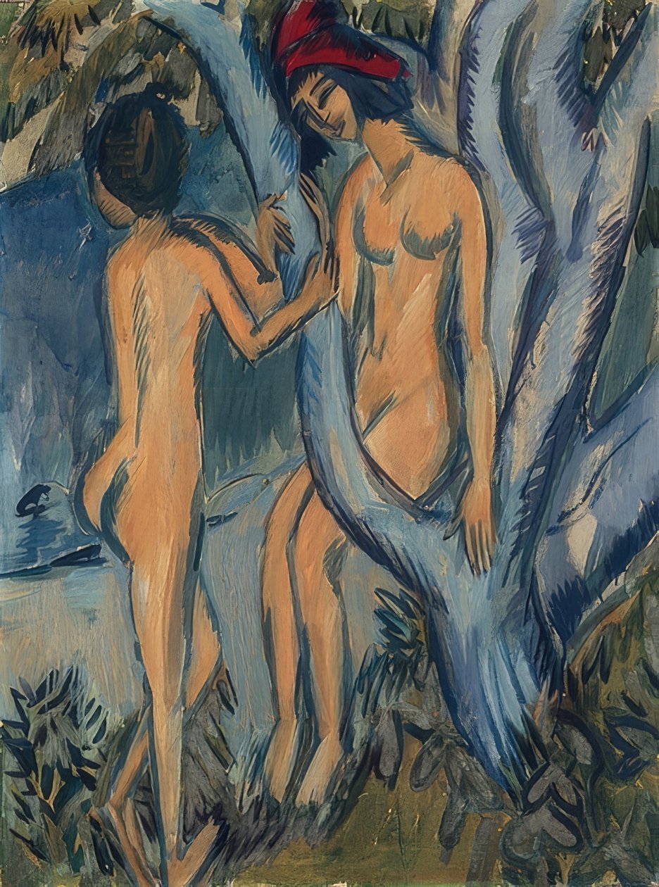 Bir ağaçta iki nü, Fehmarn. 1912-13 by Ernst Ludwig Kirchner
