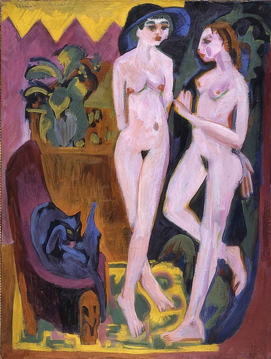 Bir odada iki çıplak. 1914 by Ernst Ludwig Kirchner