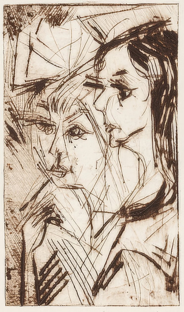 İki kız kafası. 1919 by Ernst Ludwig Kirchner