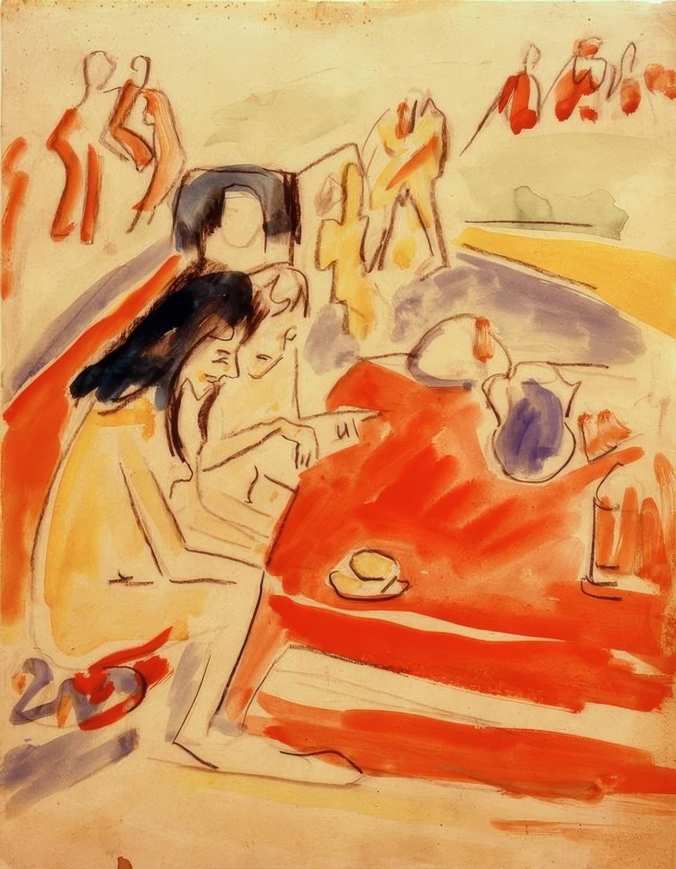 masada oturan iki kız by Ernst Ludwig Kirchner