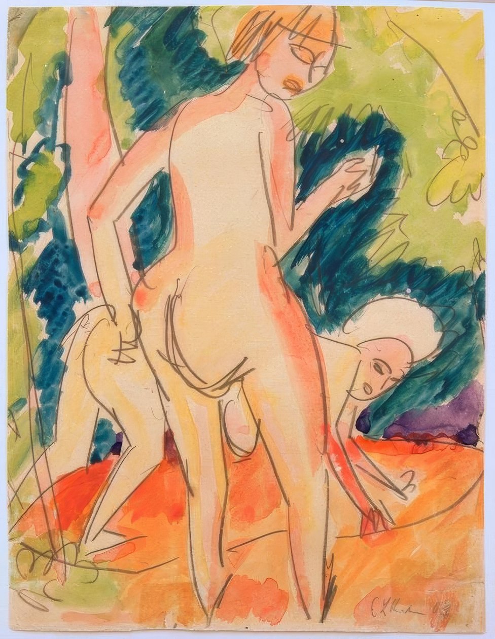 iki kız banyo by Ernst Ludwig Kirchner