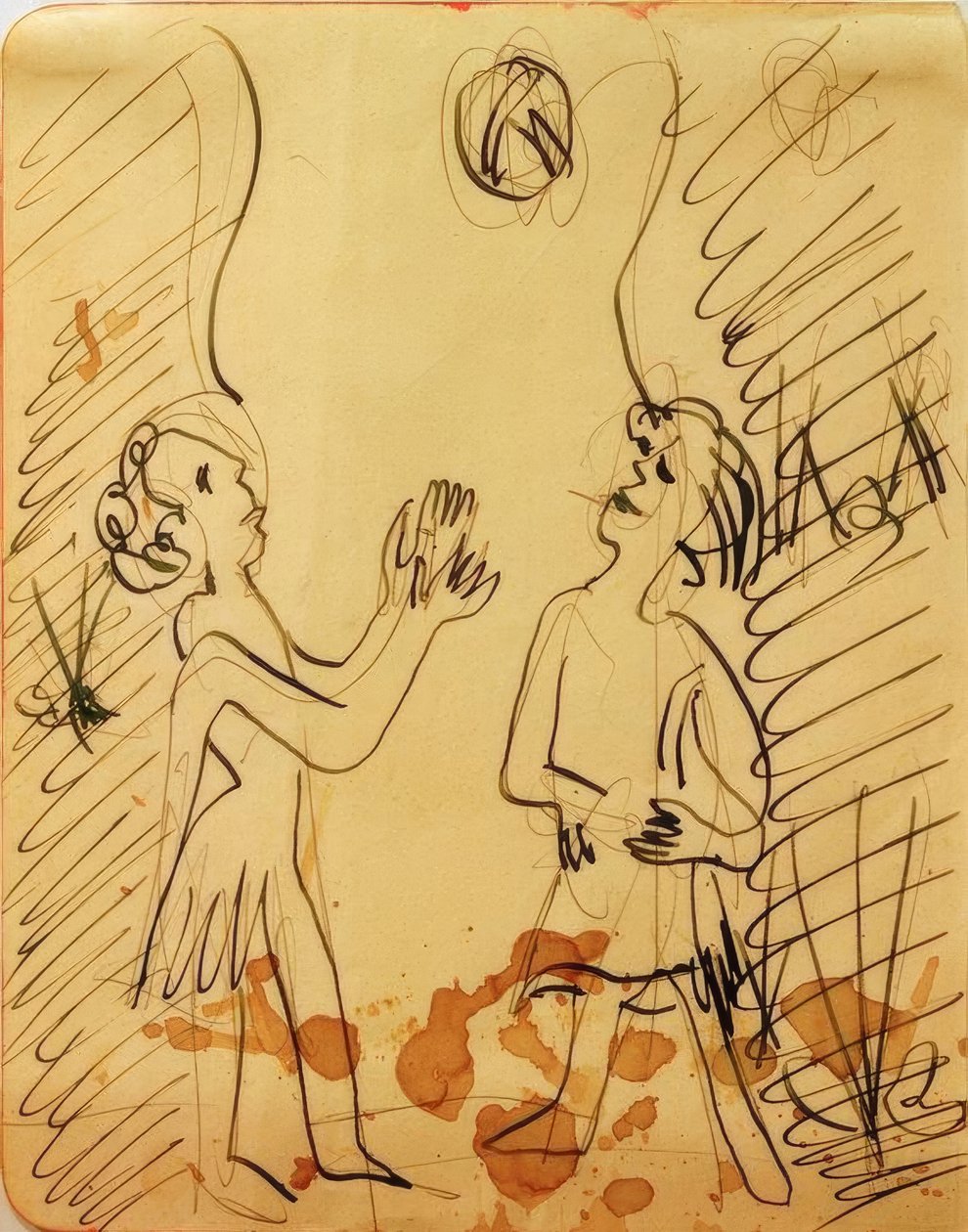 Top oynayan iki kız by Ernst Ludwig Kirchner