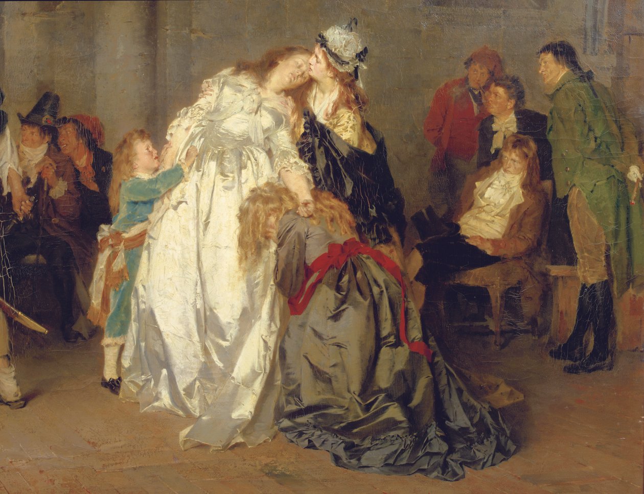 Fransa Kralı XVI. Louis, Tapınak hapishanesinde ailesine veda ederken, detay, 1873 by Ernst Meisel