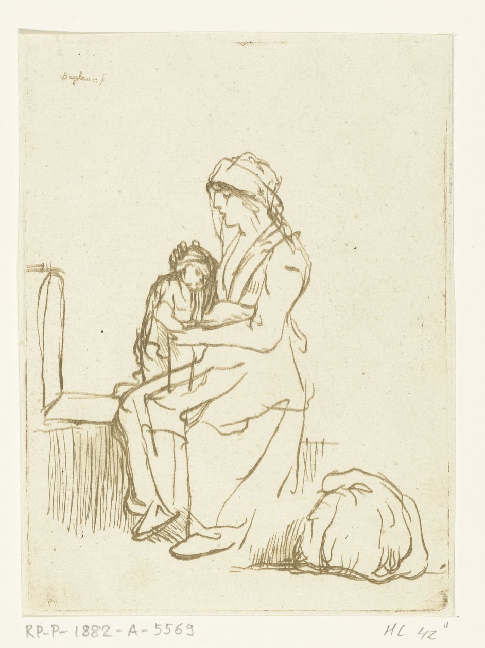 Kucağında çocuğu olan anne by Ernst Willem Jan Bagelaar