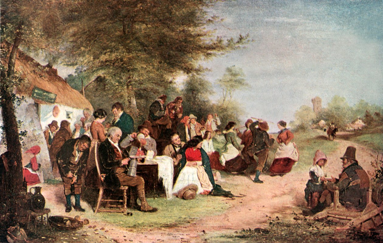 İrlandalı bir şenlik (renkli taş baskı) by Erskine Nicol