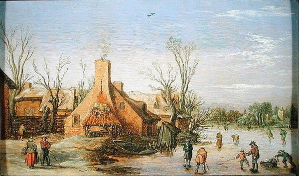 Kışın Bir Köy, 1623 (panelde yağlı boya) by Esaias I van de Velde
