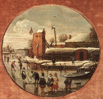 Patencilerle Kış Manzarası (panel) by Esaias I van de Velde