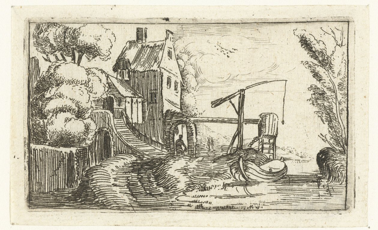 Kanaldaki ev veya fabrika Küçük manzaralar (dizi başlığı) by Esaias van de Velde (rejected attribution)