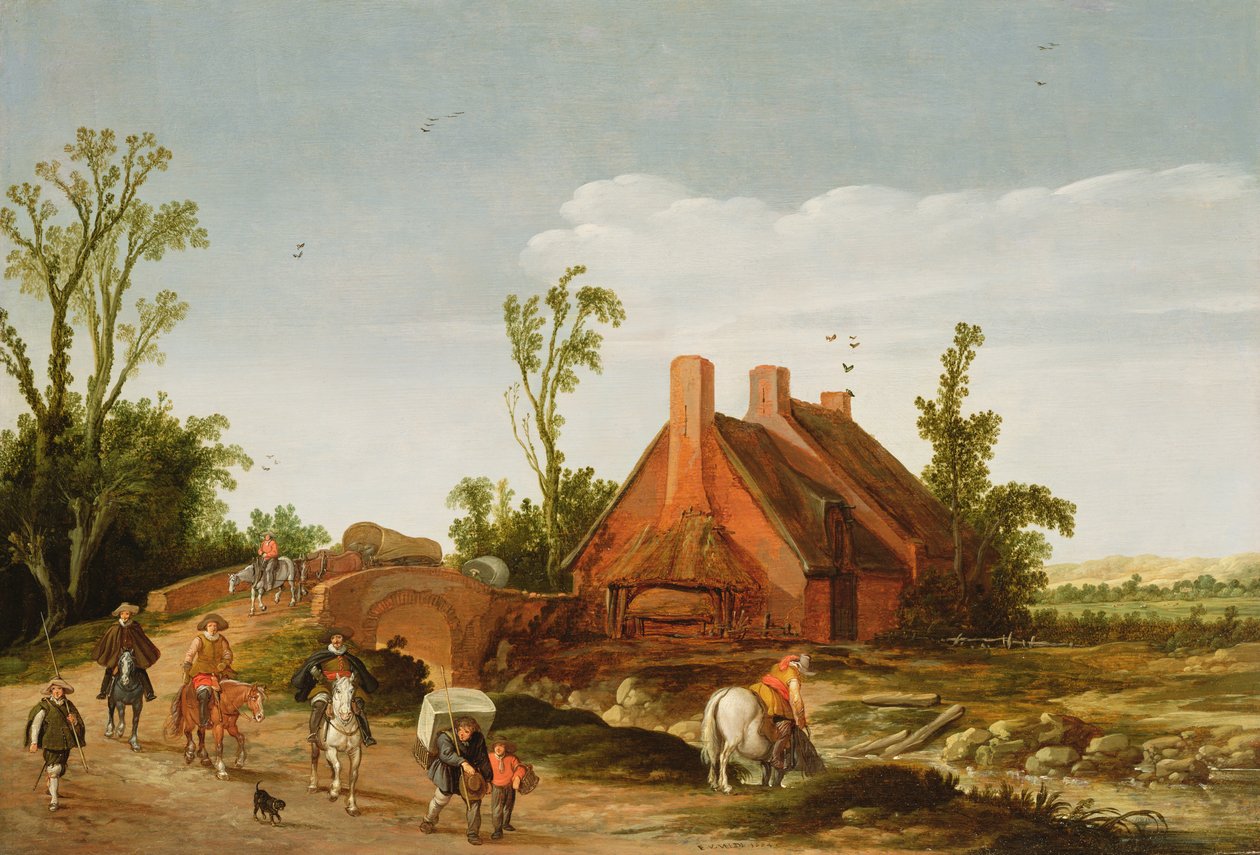Yolda Yolcuların Olduğu Ormanlık Bir Manzara, 1624 by Esaias van de Velde