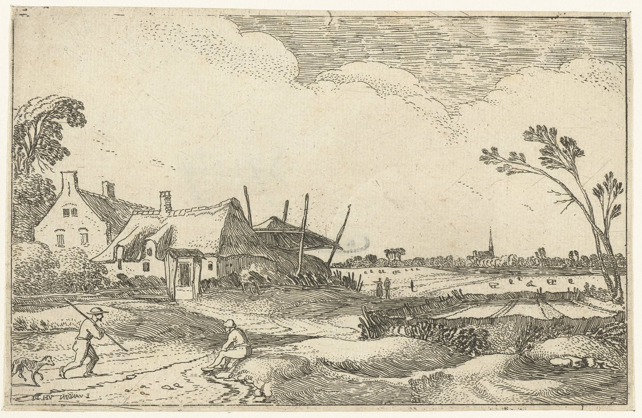 Bir yolda çiftlik yapın ve tarlaları görüntüleyin Peyzaj manzaraları (dizi başlığı) by Esaias van de Velde