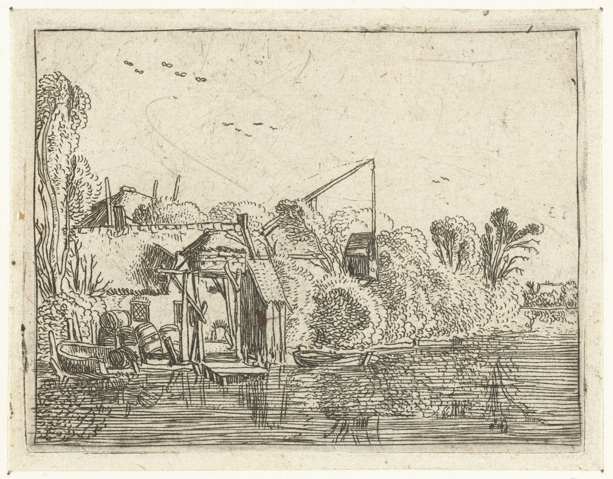 Bir nehir kıyısında bira fabrikası Küçük manzaralar (dizi başlığı) by Esaias van de Velde