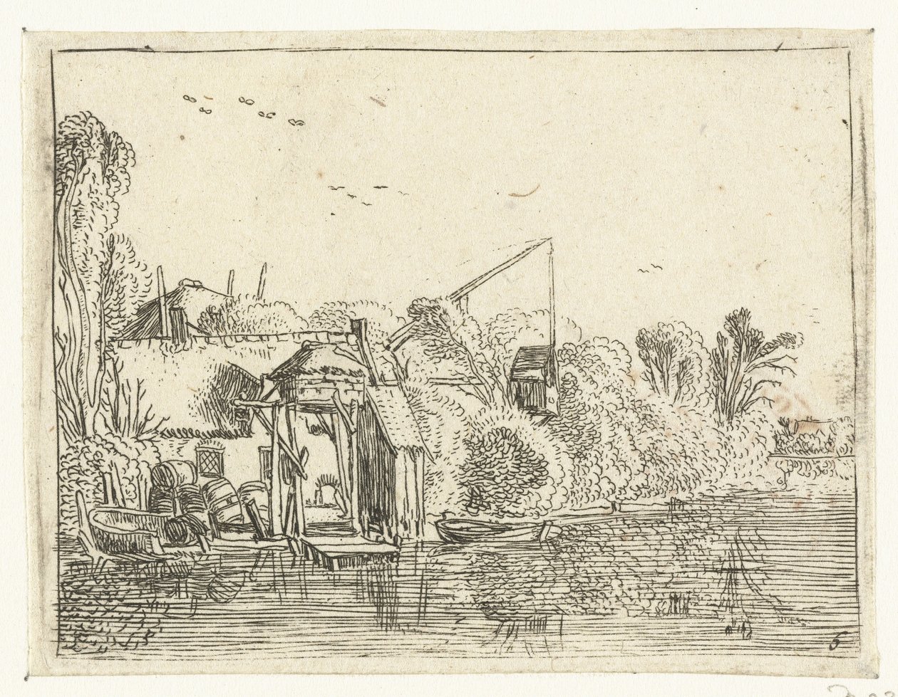 Bir nehir kıyısında bira fabrikası Küçük manzaralar (dizi başlığı) by Esaias van de Velde