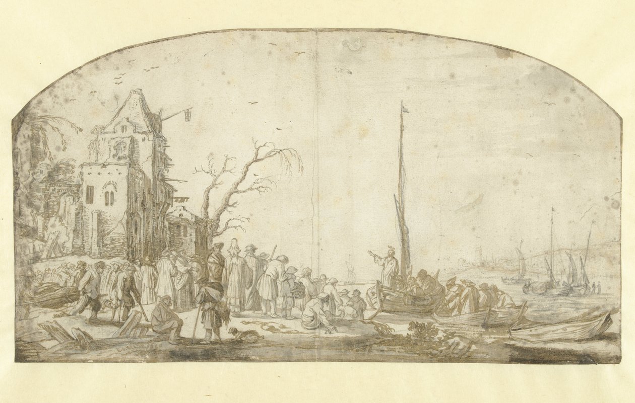 Bir tekneden vaaz veren Mesih by Esaias van de Velde