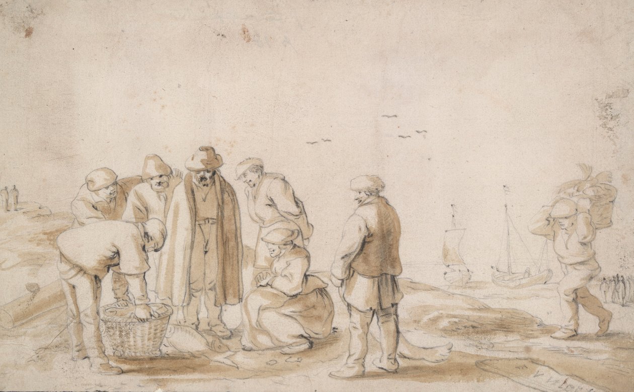 Sahilde balık tacirleri by Esaias van de Velde