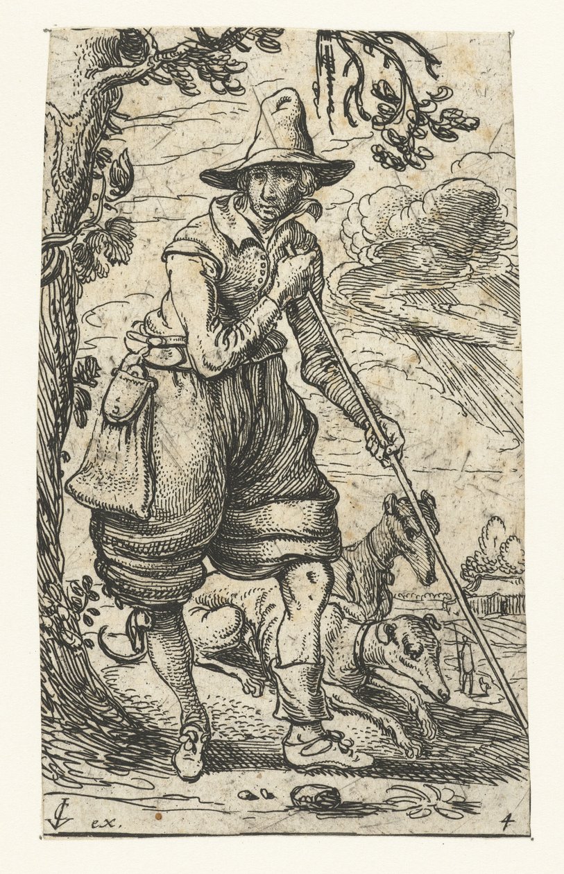 İki köpekli avcı by Esaias van de Velde